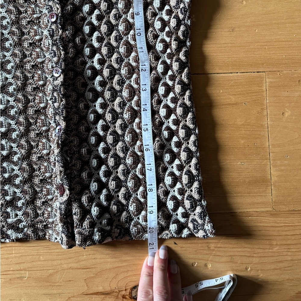 Brown Patterned Knit Button-Front Top - image 5